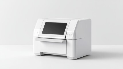 Fototapeta premium High-Quality White Printer on Clean Surface with Modern Design and Touchscreen Display for Efficient Printing Tasks