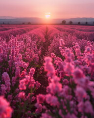 Obraz premium Endless fields of fragrant pink buds stretch to th_008