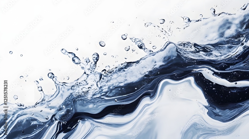Leinwandbilder dynamic abstract liquid motion with splashing waves and flowing fluid textures in shades of blue and