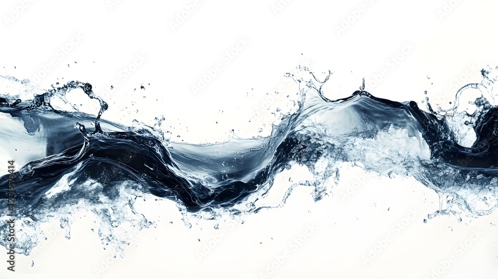 Poster Dynamic and Energetic Water Splash and Droplets in Motion Creating an and Experimental Liquid Artwork Background  Chaotic Powerful and Disruptive Water Flow and Turbulence