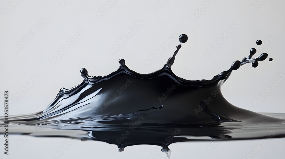 Leinwandbilder dynamic and captivating splash of dark liquid creating mesmerizing patterns and shapes on a light co