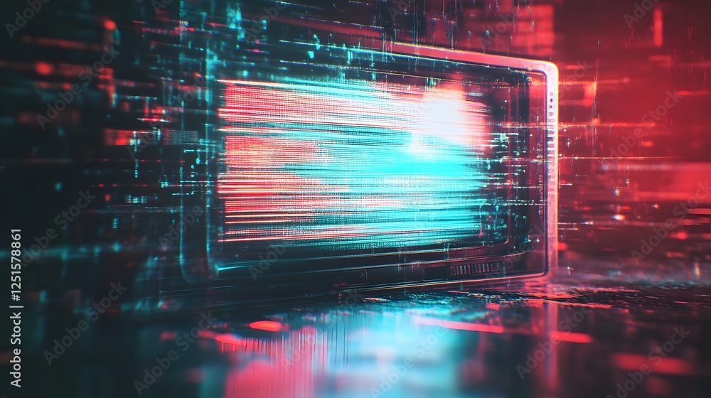 Poster Dynamic and Futuristic Digital Glitch Abstract Screen Background with Vibrant Data and Code Visualization Representing the Cutting Edge of Digital Technology and Innovation