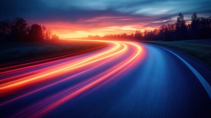 Sunset Highway Speed Light Trails