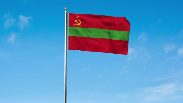 High detailed flag of Transnistria. National Transnistria flag. 3D Render.