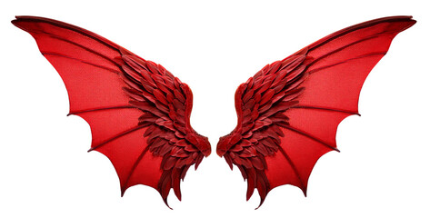 赤い悪魔の翼。白背景。（red devil's wings on white background.）
