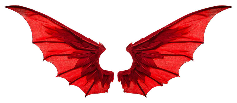 赤い悪魔の翼。白背景。（red devil's wings on white background.）
