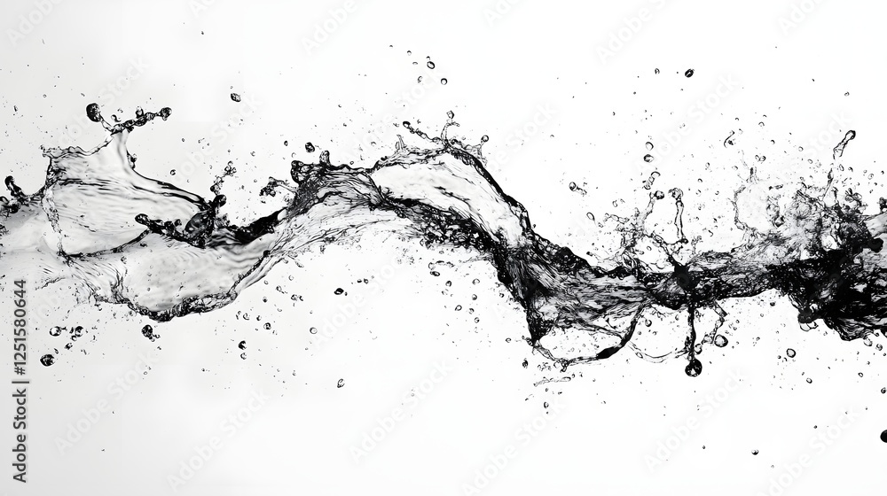 Poster Dynamic Liquid Splash   Abstract Water Flow and Turbulent Motion Captured in an Conceptual Image Showcasing the Power  Energy  and Fragmentation of a Liquid Explosion or Collision