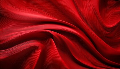 red background abstract cloth or liquid wave illustration of wav