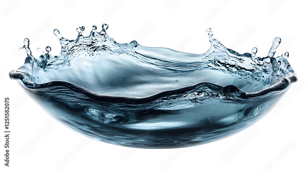 Poster dynamic splash of refreshing blue water flowing and curving elegantly with grace and energy abstract