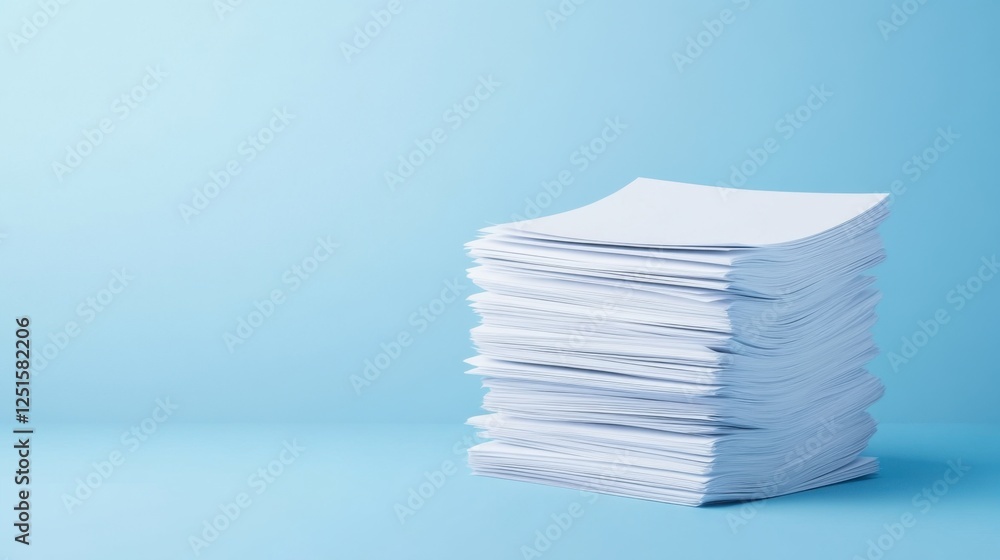 Aufkleber stacked blank pages on blue background for use in office and creative projects with space for text