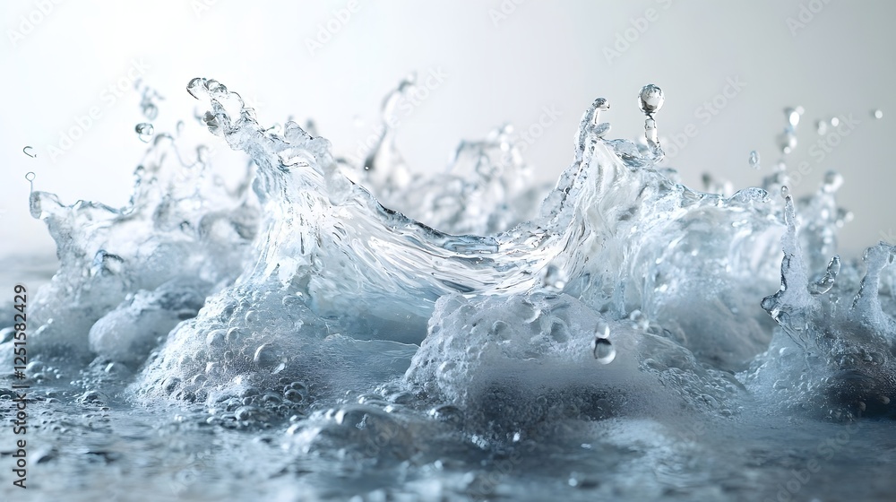 Poster Dynamic splash of water in motion capturing the power energy and force of nature  Abstract and representation of water s fluidity transparency and turbulent flow