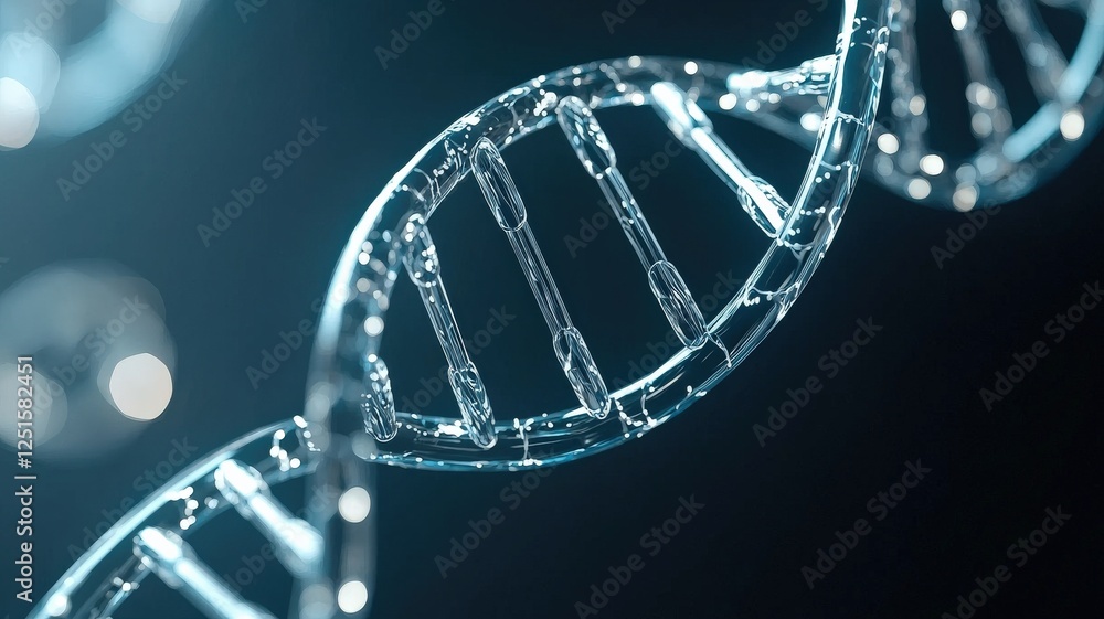 Poster a close-up view of a dna double helix structure, showcasing its intricate design and molecular detai