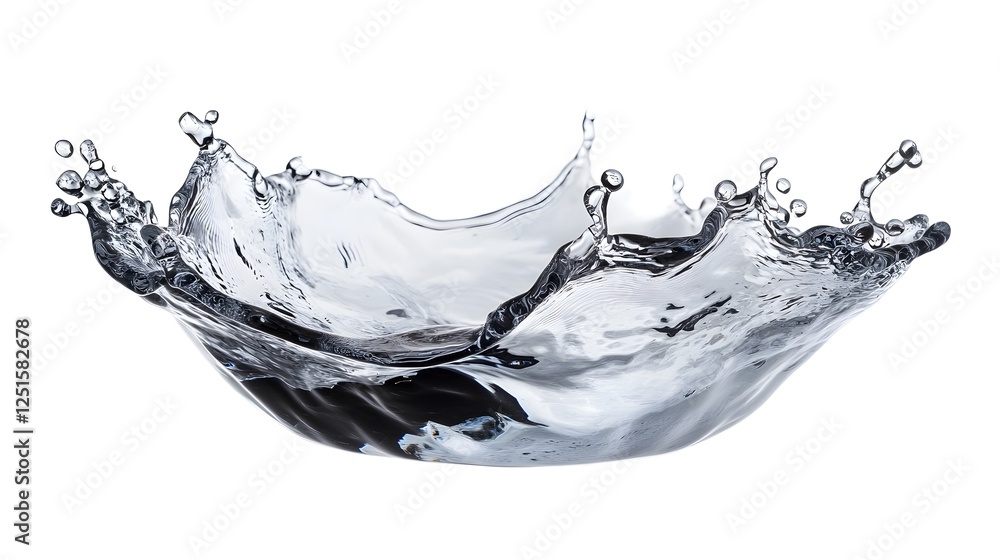 Poster dynamic water splash or liquid art in an elegant glass bowl or cup abstract nature photography backg