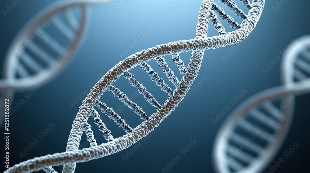 Poster a close-up view of a dna double helix structure, showcasing its intricate design and molecular detai