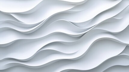 Obraz premium Abstract white wavy background with layered curves creating a serene and modern aesthetic.