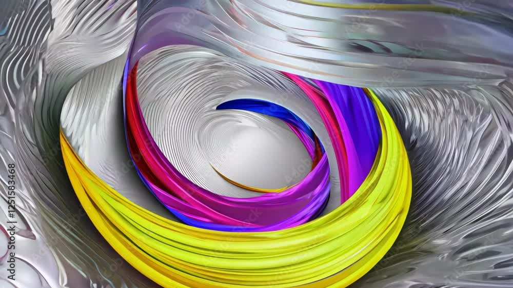 Poster dynamic abstract silver background animation with seamless swirl and vibrant colours