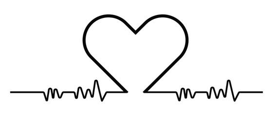 heartbeat line and life line icon, heart and heartbeat line, life line icon on white background.