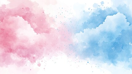 Pink blue watercolor cloudscape background design