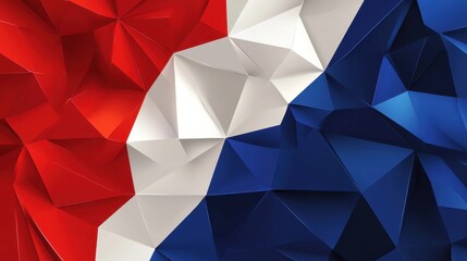 Vibrant Geometric Abstract Design Featuring Red, White, and Blue Triangular Shapes