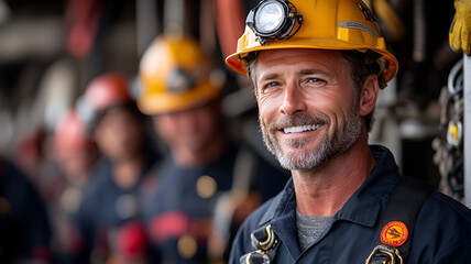 safety officer smiling while instructing workers on proper lifting techniques