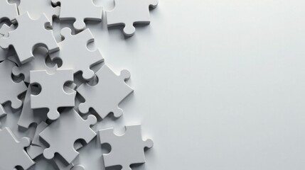Unassembled Puzzle Pieces on a White Background, Representing Challenges and Problem-Solving Opportunities