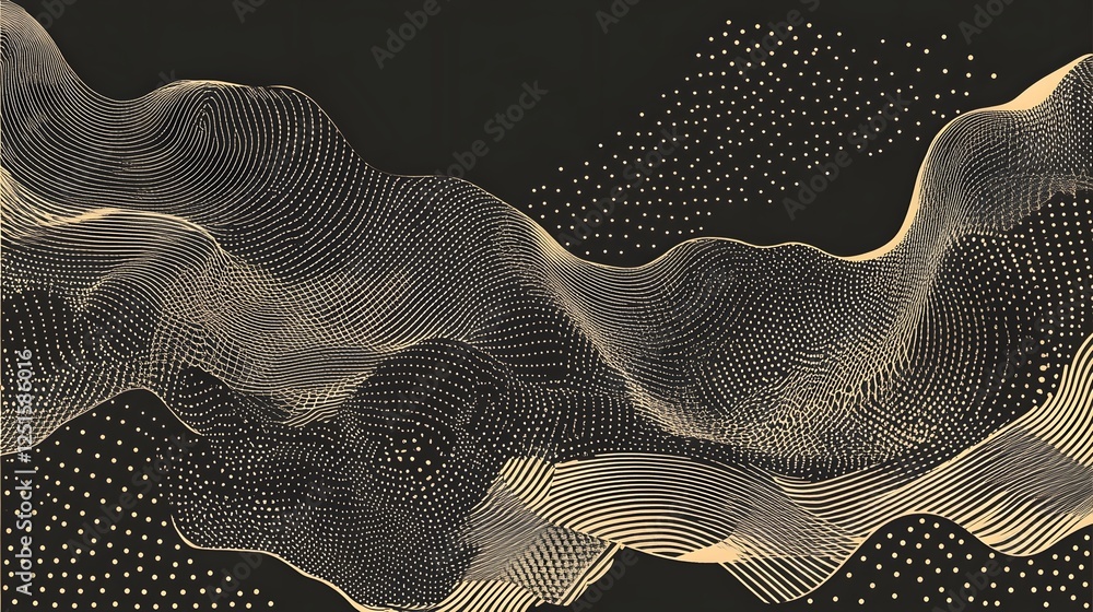 Poster Elegant Abstract Wavy Lines and Dot Pattern Graphic Design Background