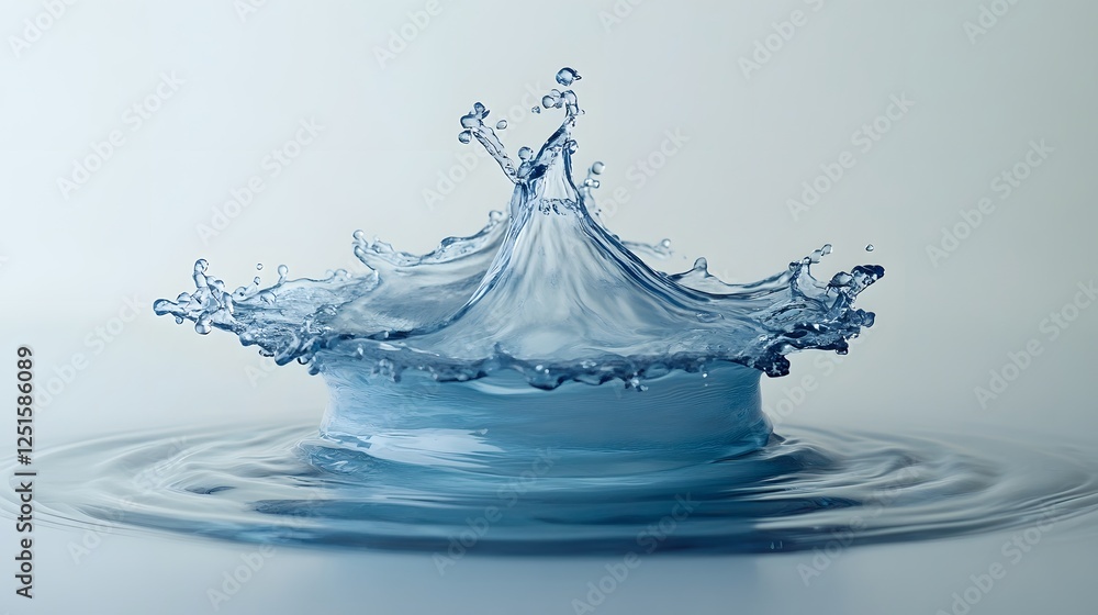 Poster Elegant and Captivating Water Splash with Intricate Droplets and Rippling Patterns on a Transparent Surface Showcasing the Dynamic Beauty of Fluid Dynamics and Natural Phenomena