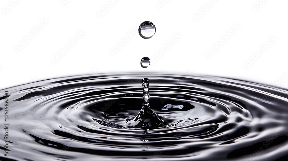 Aufkleber Elegant and minimalist image showcasing a single water droplet creating a mesmerizing ripple pattern on a reflective surface evoking a sense of tranquility and simplistic beauty in nature