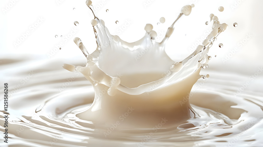 Aufkleber elegant and minimalist milky white splash of water droplet motion with transparent fluid texture on 