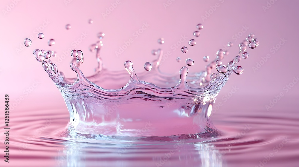 Aufkleber elegant liquid crown splash with captivating ripple effect on pink background abstract minimalist wa
