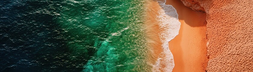 Fototapeta premium Aerial view beach waves ocean