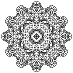 Detailed Mandala with Beautiful Swirls for Mindful Coloring