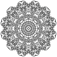 Detailed Mandala with Beautiful Swirls for Mindful Coloring