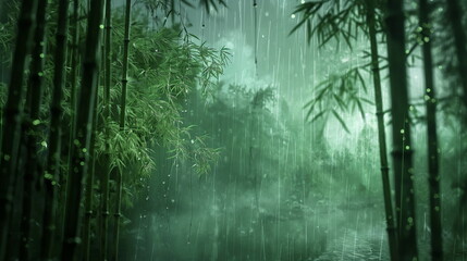 Obraz premium When it rains the bamboo forest is filled with the_002