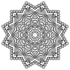 Fototapeta premium Detailed Mandala with Beautiful Swirls for Mindful Coloring
