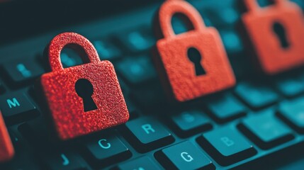 Colorful Padlocks on a Computer Keyboard Concept