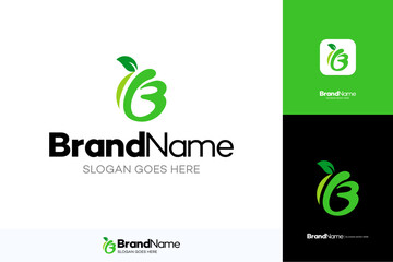 Initial letter B fresh and leaf logo design, premium modern vector templates element, nature logo.