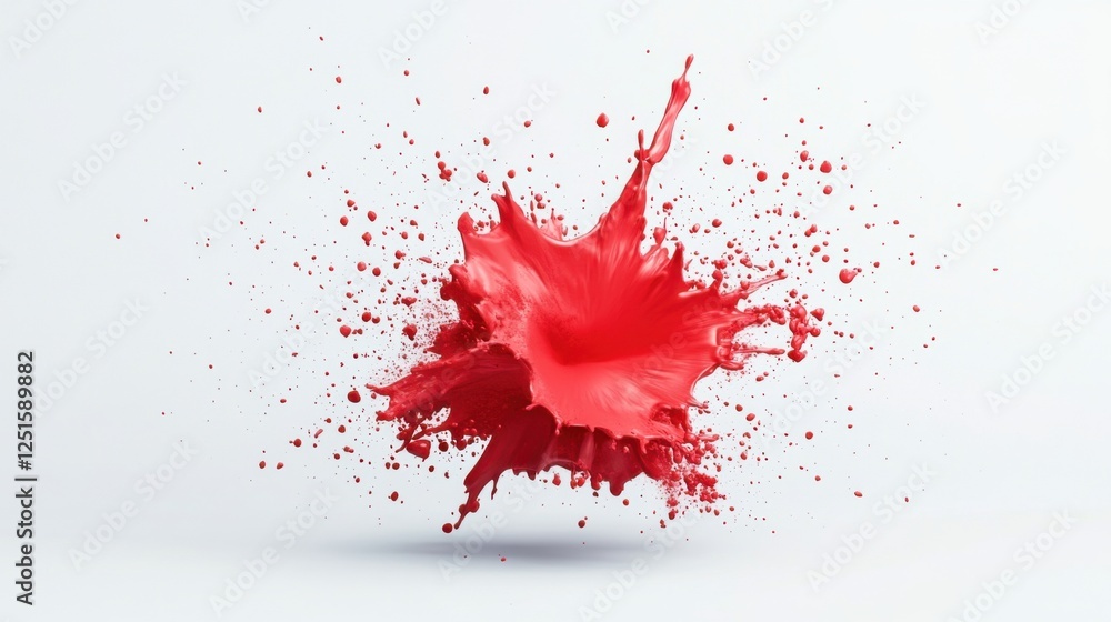 Aufkleber vibrant red paint splash on white background capturing dynamic motion and artistic expression in des
