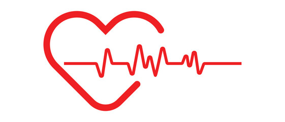 heartbeat line and life line icon, heart and heartbeat line, life line icon on white background.