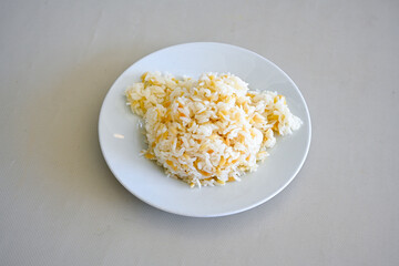 Traditional delicious Turkish food; Turkish style rice pilaf (Turkish name; Arpa sehriyeli. tavuk, kuru fasulyeli, pirinc pilavi). Cigerli, kavurmali, tereyagli nohut pilav.

