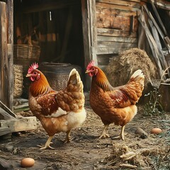 Healthy Farming Free-Range Chickens Egg Production Farm Life Nature