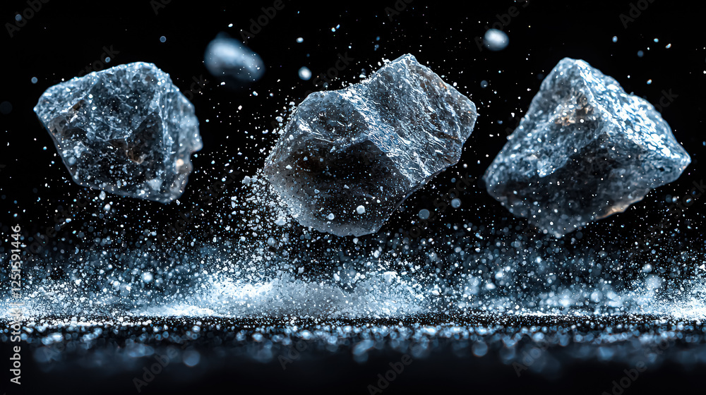 Aufkleber three rocks are flying through the air, creating a sense of chaos and destruction. the image is dark
