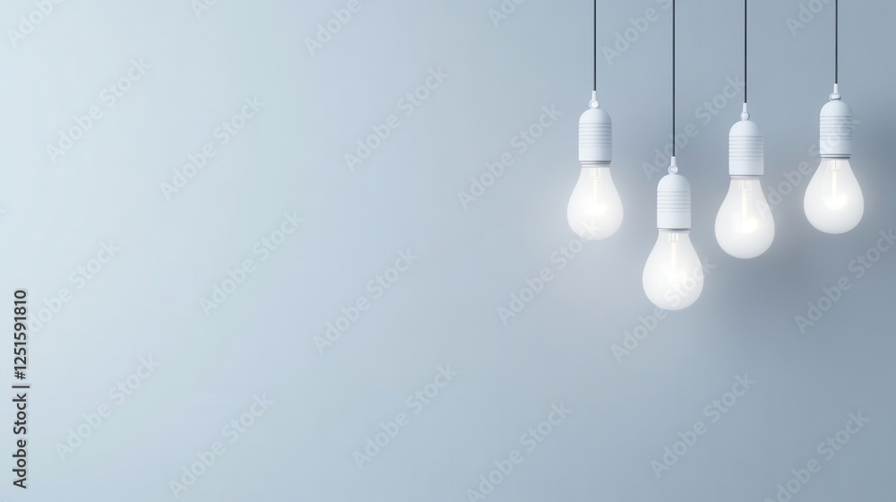 Wall mural Modern Minimalist Light Bulbs Hanging in a Bright and Airy Indoor Space for Creative Design Concepts