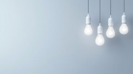 Modern Minimalist Light Bulbs Hanging in a Bright and Airy Indoor Space for Creative Design Concepts