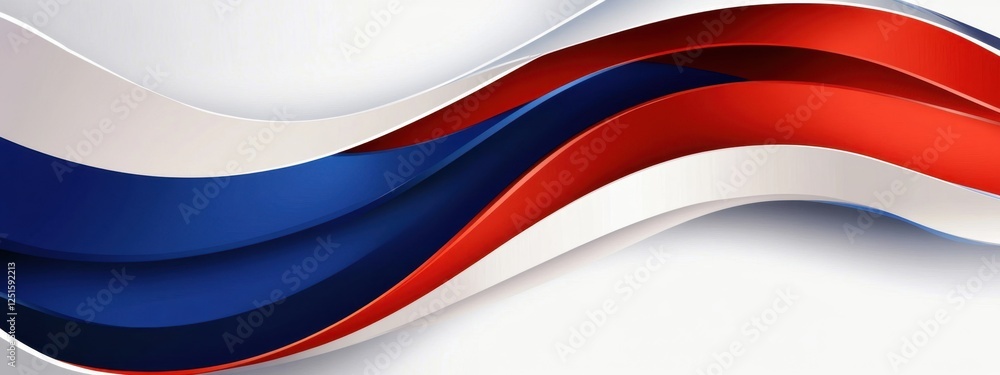 Poster abstract representation of fluid curves featuring national colors of a flag in a modern design