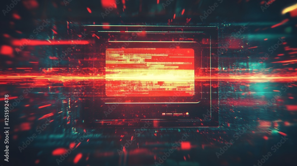 Poster Explosive burst of futuristic digital energy with vibrant neon lights dynamic geometric shapes and a kaleidoscopic prismatic effect  Glowing luminous and shimmering in a visually striking