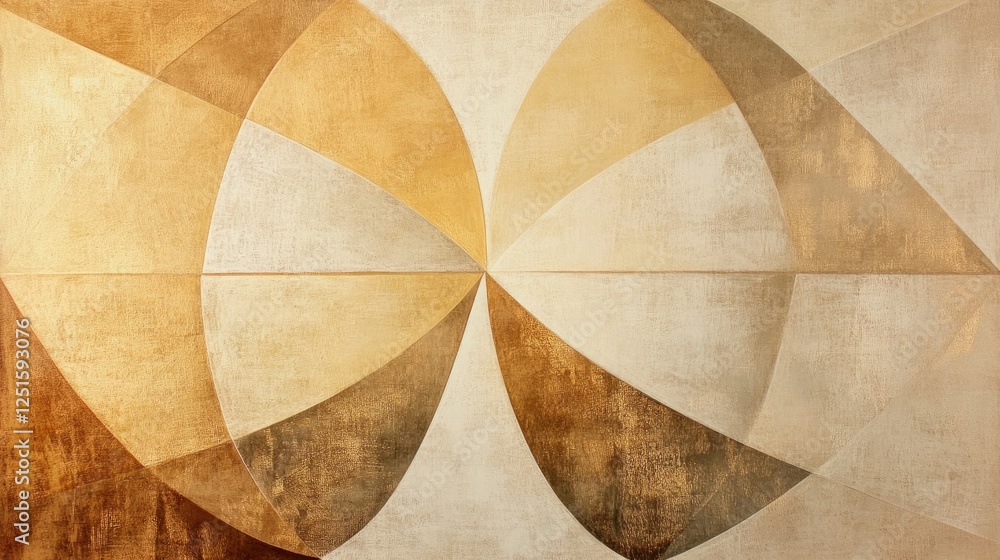 Poster a gradient of golden hues, peach, and beige forming a geometric pattern with overlapping triangular 