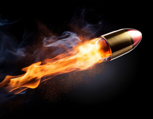 a fast bullet with fire and smoke