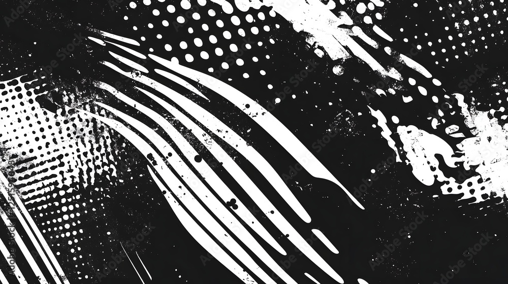 Aufkleber Expressive Monochrome Abstract Composition with Dynamic Patterns and Textures