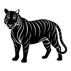 A tiger silhoutte illustration on white background.